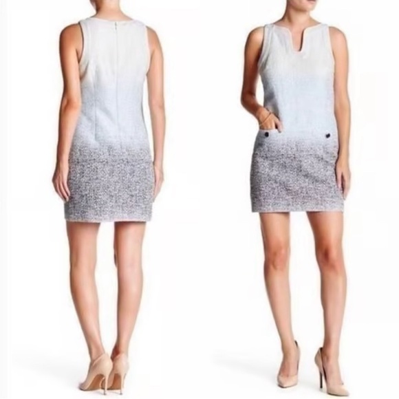 Cynthia Steffe Dresses & Skirts - Cynthia Steffe Bailey Split Neck Blue Ombre Shift Dress Size 4